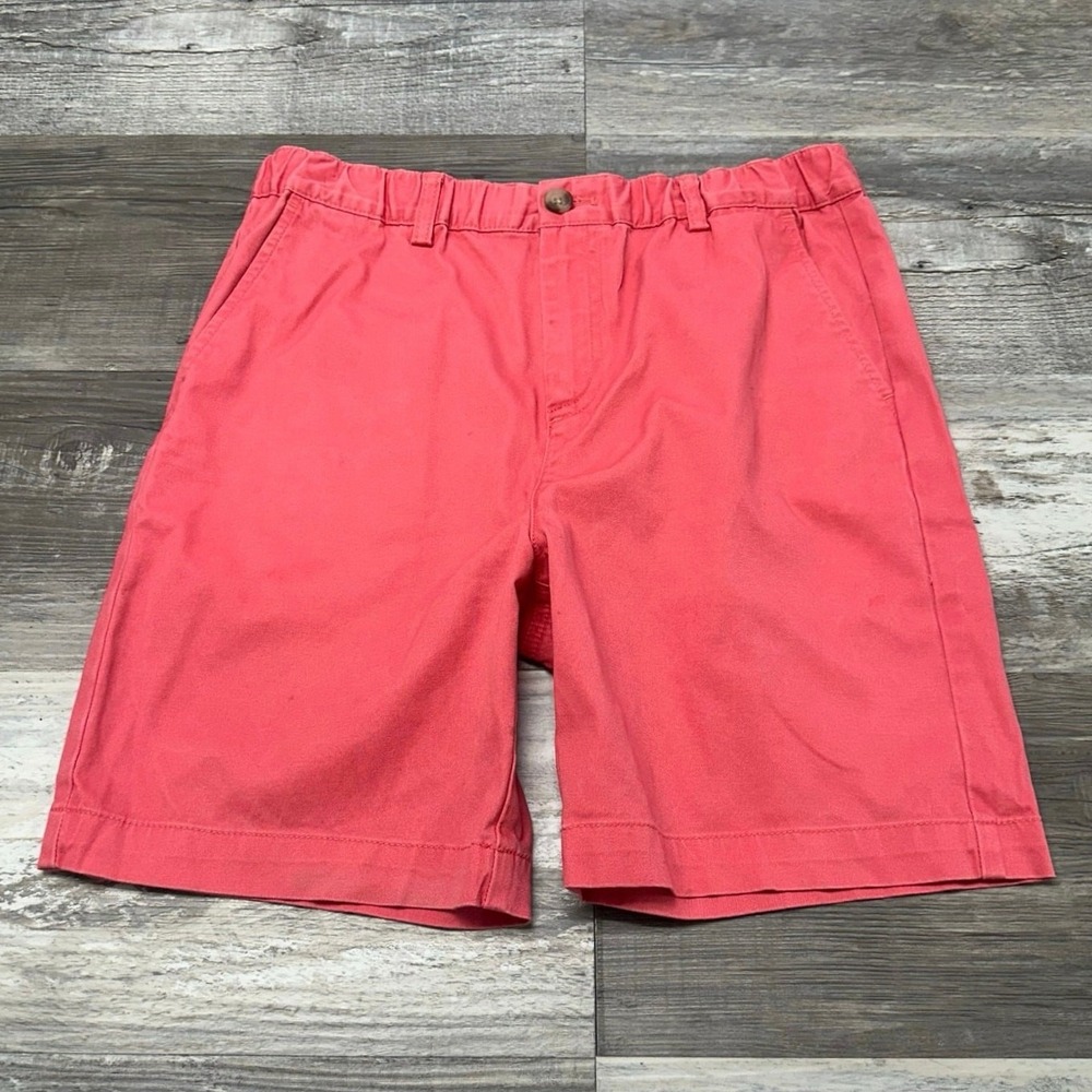 Vineyard Vines Coral Pink Boys L Jetty Stretch Whale Logo Beach Coastal Shorts